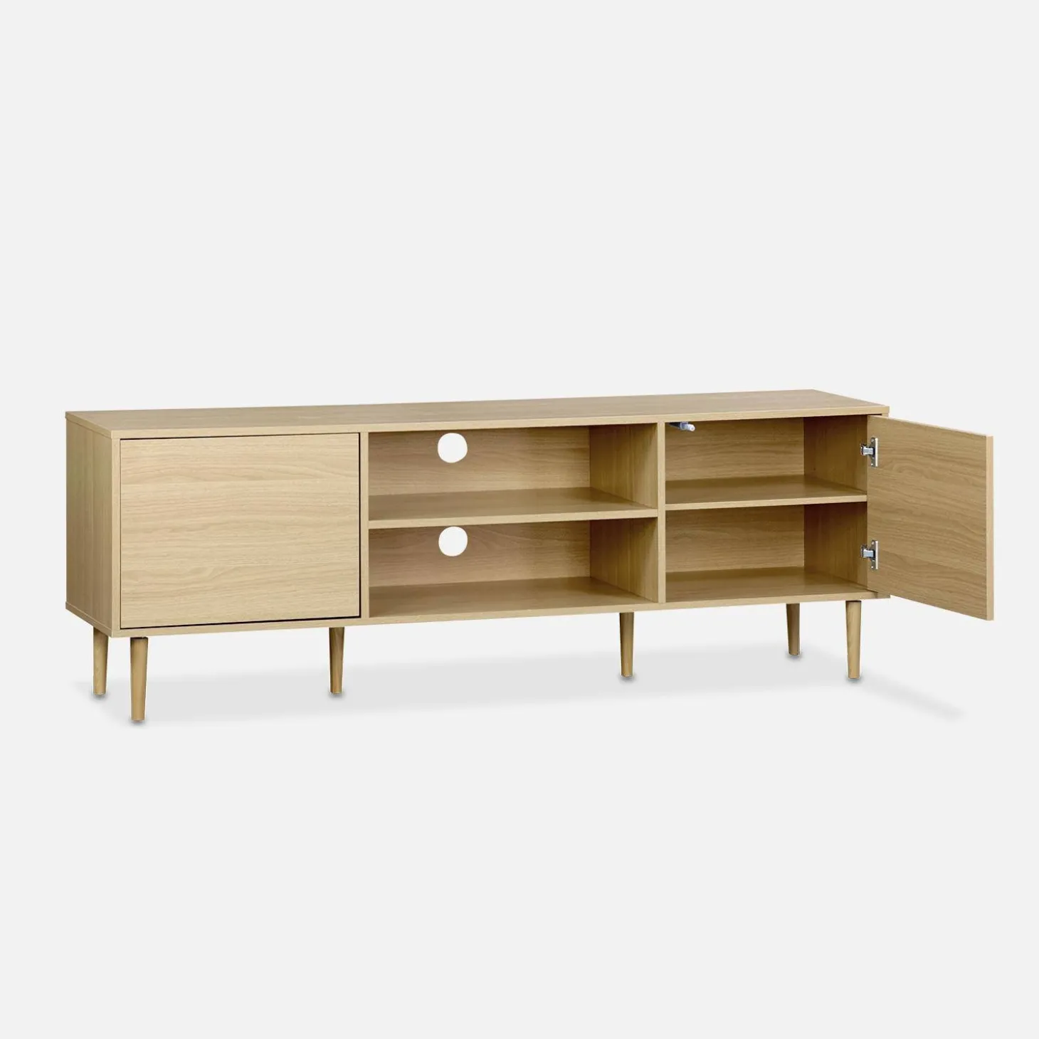 Móvel de TV com efeito madeira e 2 portas, 160cm