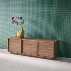 Móvel de TV decorativo madeira 3 portas, 140cm