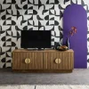 Móvel de TV efeito madeira mel de 4 portas , 140cm