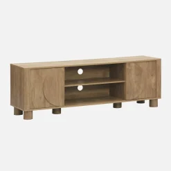 Móvel de TV efeito madeira mel de 2 portas, 155cm