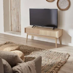 Móvel de TV em madeira de 2 portas, 115cm