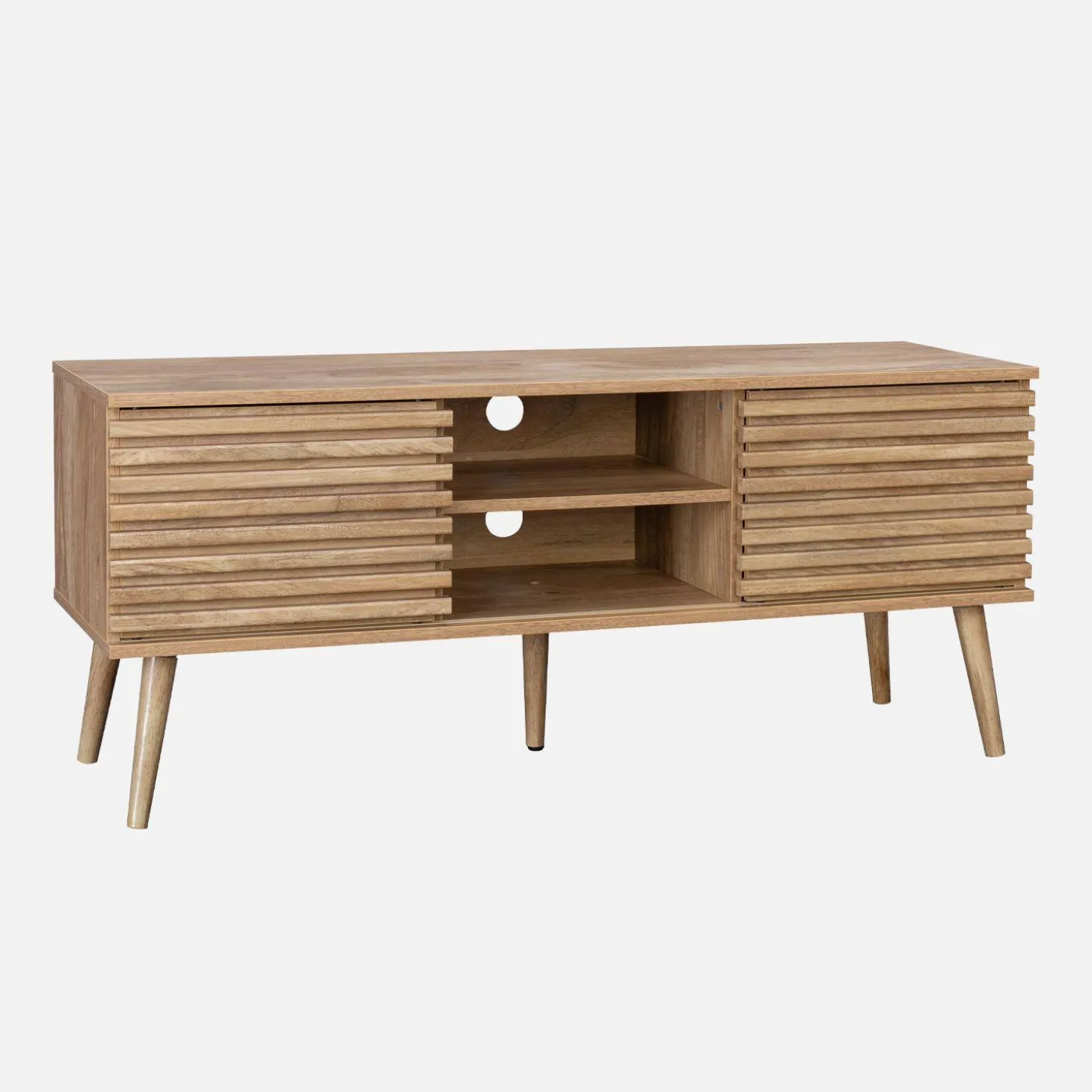 Móvel de TV escandinavo efeito madeira de 2 portas