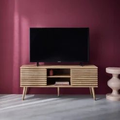 Móvel de TV escandinavo efeito madeira de 2 portas