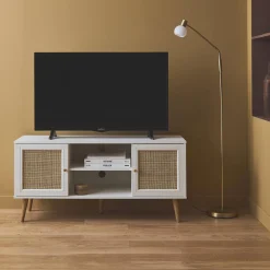 Móvel de TV escandinavo em vime, 120cm