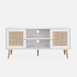 Móvel de TV escandinavo em vime, 120cm