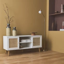 Móvel de TV escandinavo em vime, 120cm