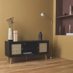 Móvel de TV escandinavo em vime, 120cm