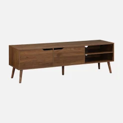Móvel de TV estilo madeira nogueira de 2 portas, 160cm