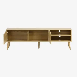 Móvel de TV estilo madeira nogueira de 2 portas, 160cm