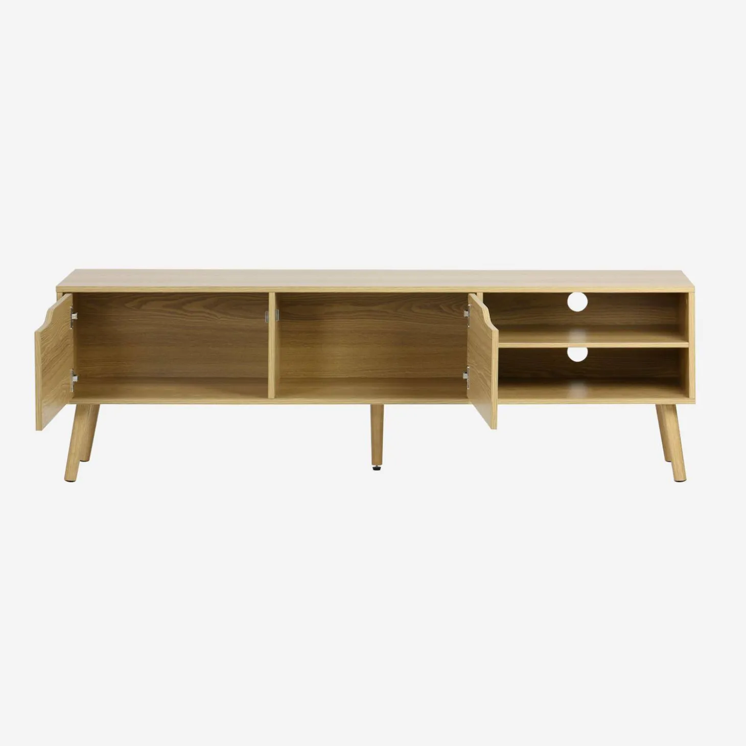 Móvel de TV estilo madeira nogueira de 2 portas, 160cm