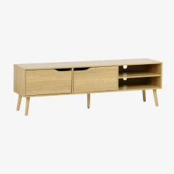 Móvel de TV estilo madeira nogueira de 2 portas, 160cm