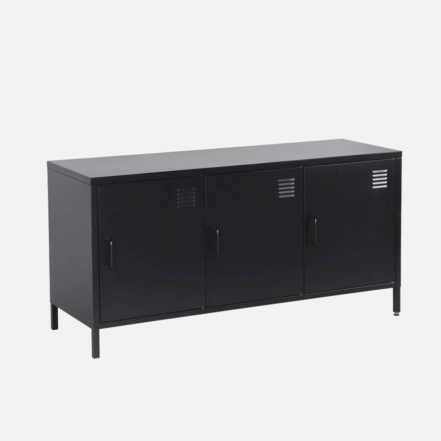 Móvel de TV industrial de metal com 3 portas, 120cm