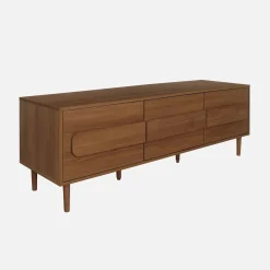 Móvel de TV vintage efeito madeira em 3 portas, 150cm