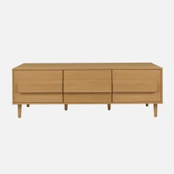 Móvel de TV vintage efeito madeira em 3 portas, 150cm