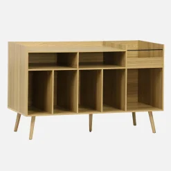 Móvel para vinil vintage com espaço para vinis e gira-discos, 130cm