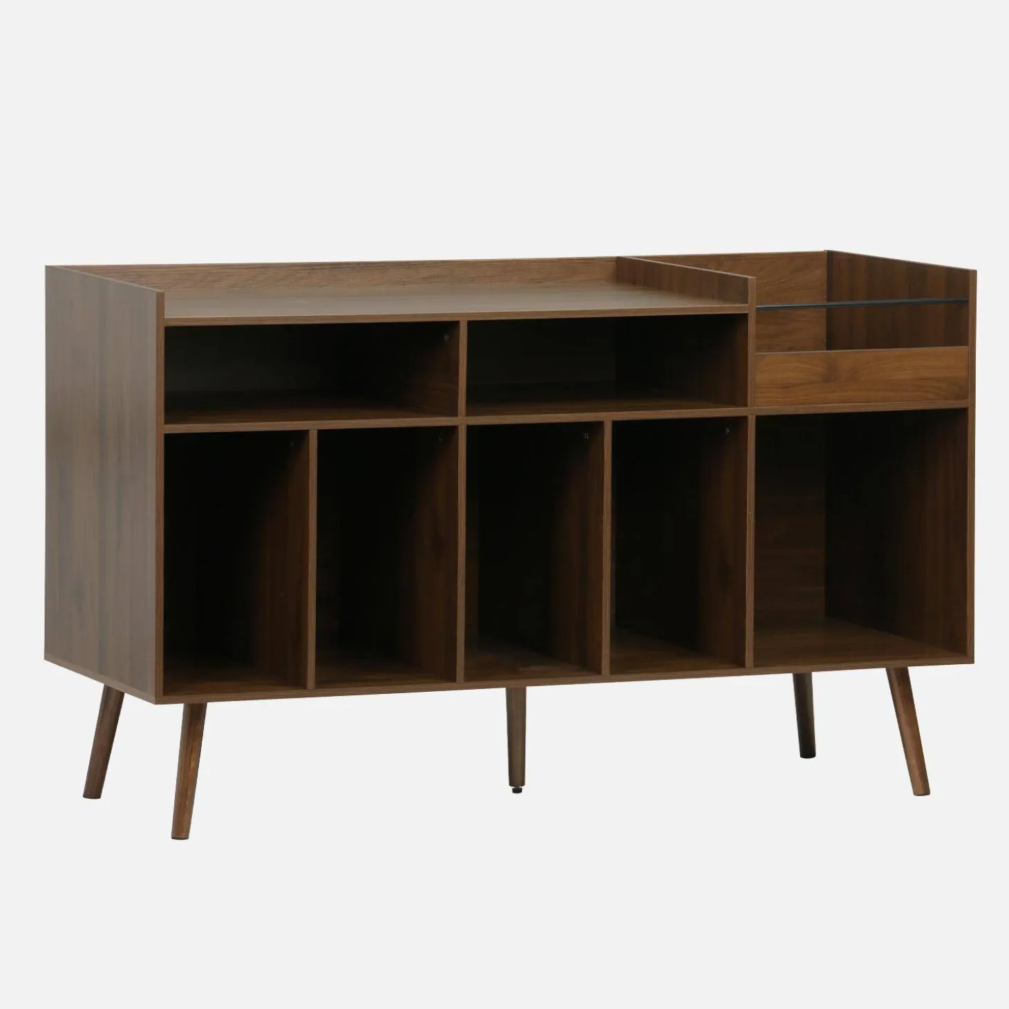 Móvel para vinil XL vintage efeito madeira escura, 130cm