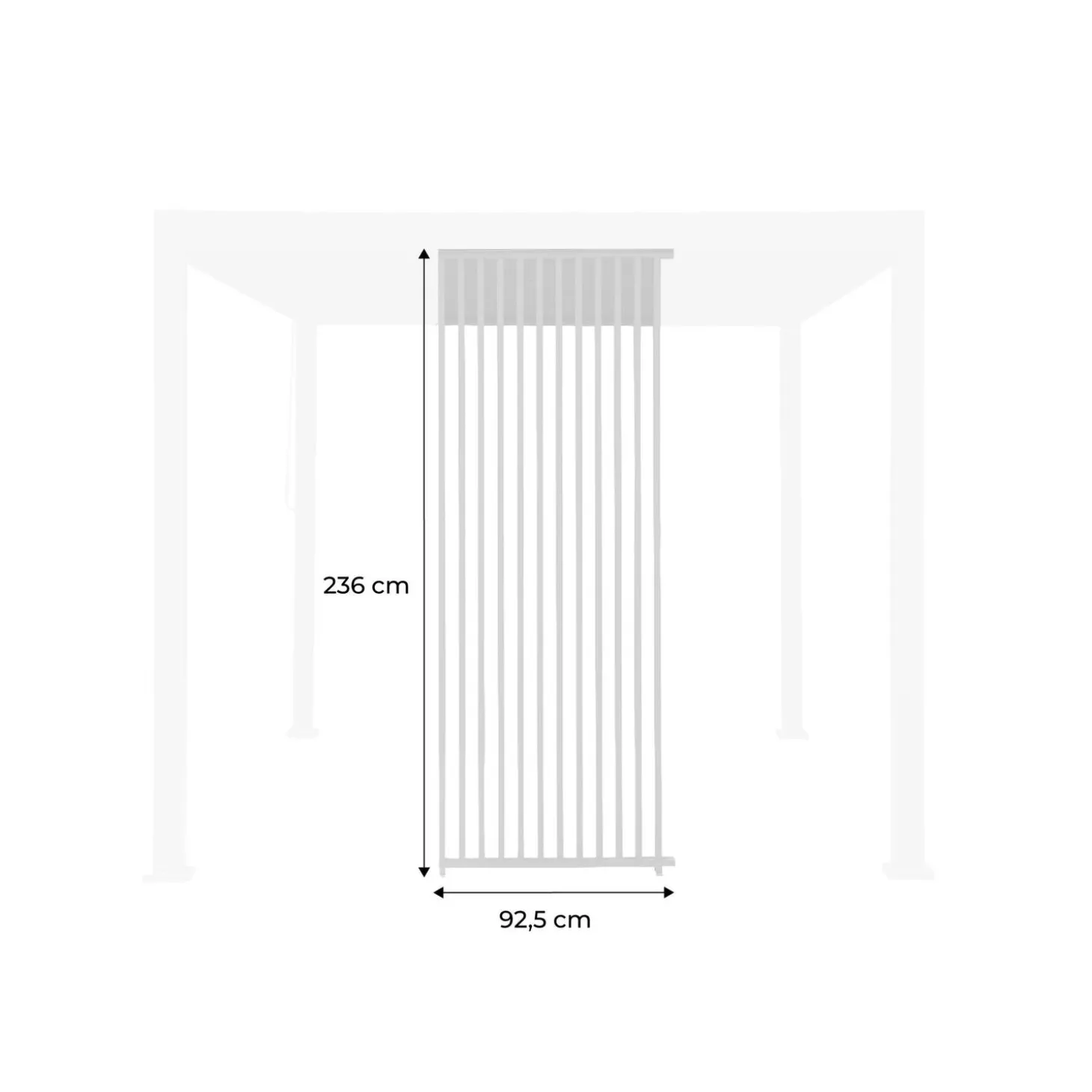 Persiana de aluminio vertical 1m para pérgola bioclimática 3x3m, 3x4m, 3x6m