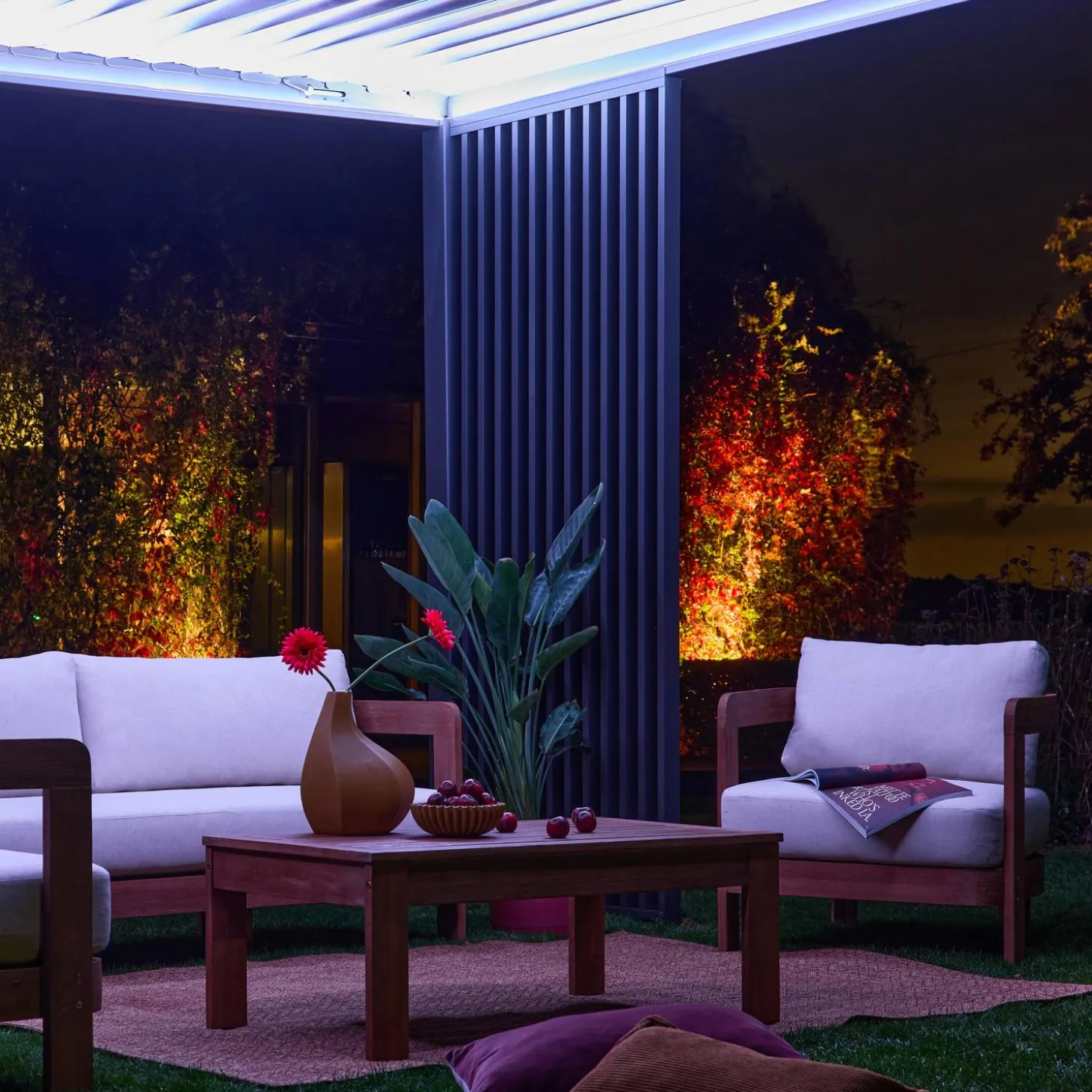 Persiana de aluminio vertical 1m para pérgola bioclimática 3x3m, 3x4m, 3x6m