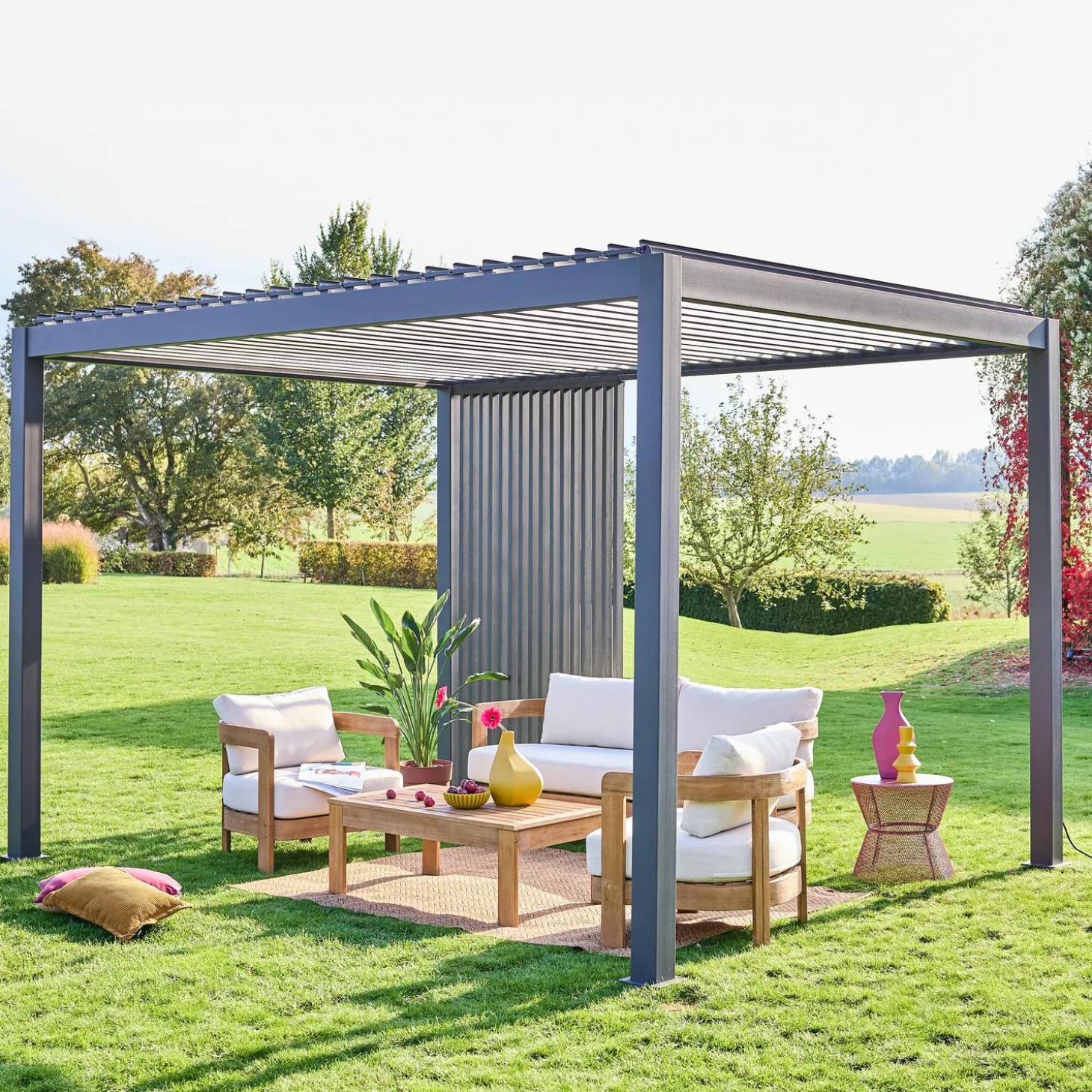 Persiana de aluminio vertical 1m para pérgola bioclimática 3x3m, 3x4m, 3x6m
