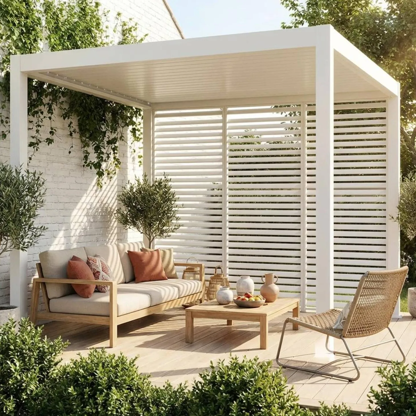 Persiana de alumínio horizontais 1m para pérgola bioclimática, set de 3