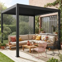 Persiana de alumínio vertical 1m para pérgola bioclimática, set de 3