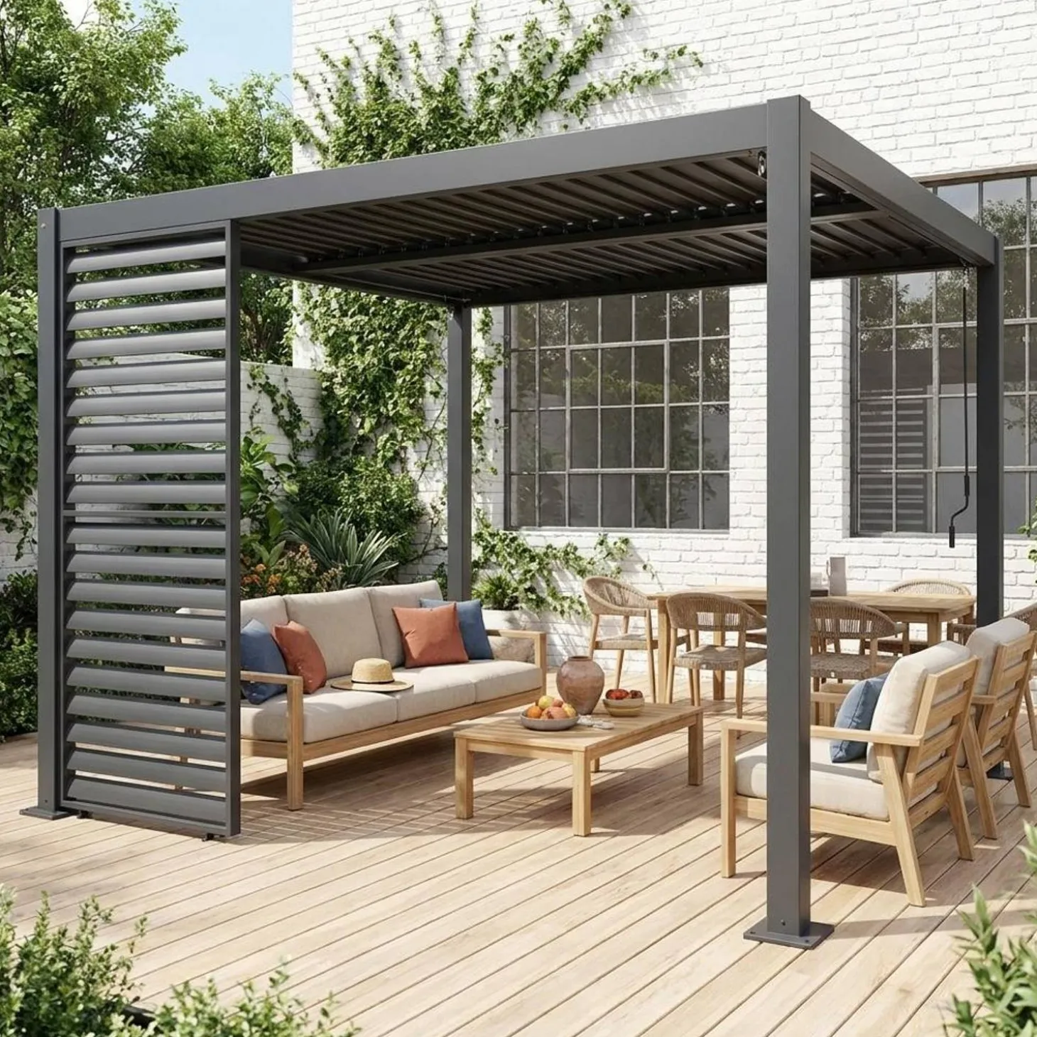 Persianas fixas em alumínio para pérgola bioclimática