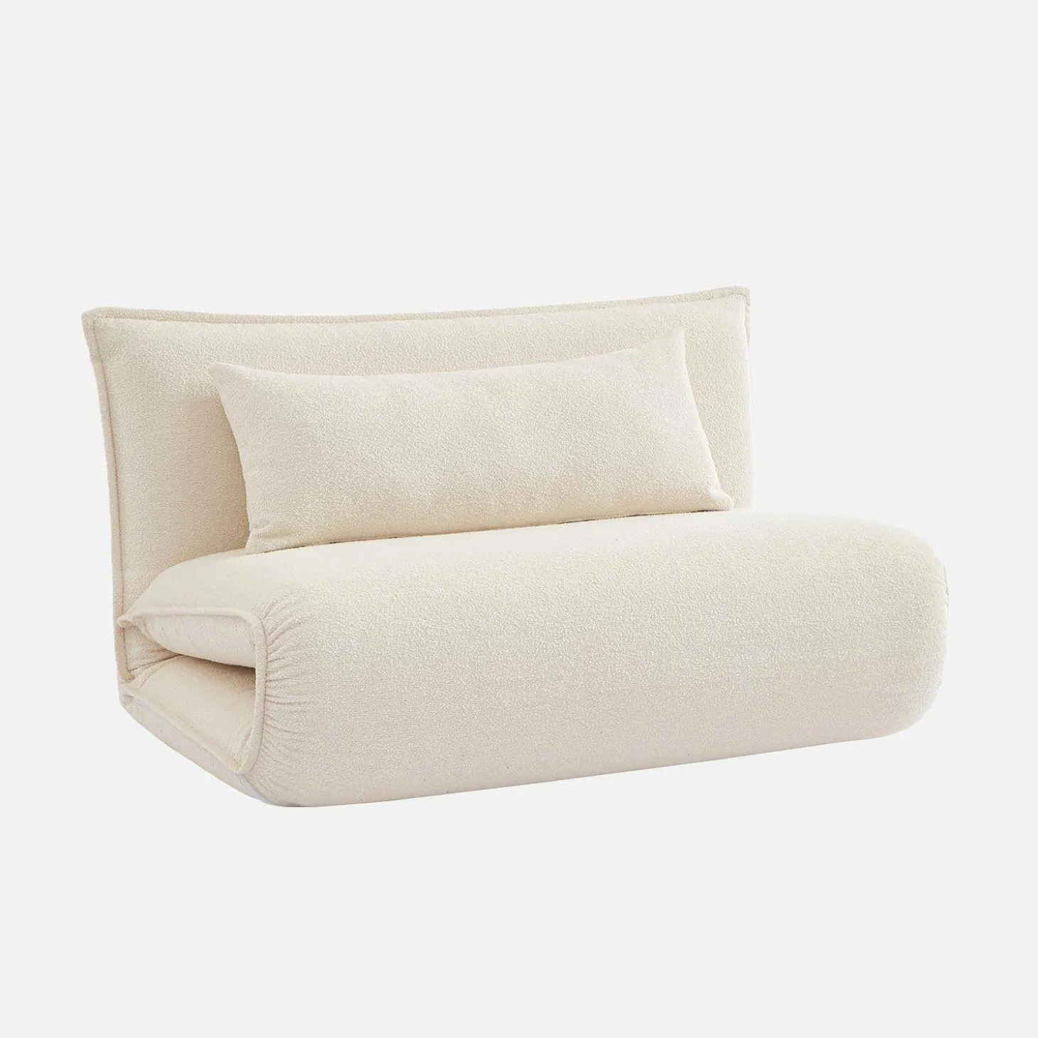 Poltrona cama em tecido bouclé, 2 lugares