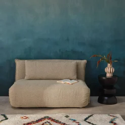 Poltrona cama em tecido bouclé, 2 lugares