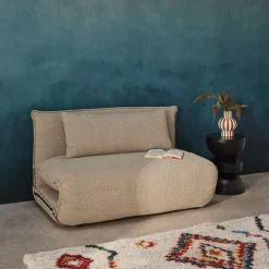 Poltrona cama em tecido bouclé, 2 lugares