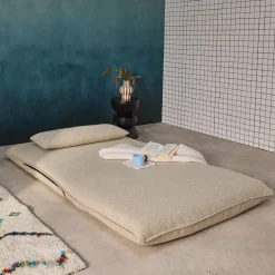 Poltrona cama em tecido bouclé, 2 lugares