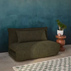 Poltrona cama em tecido bouclé, 2 lugares