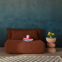 Poltrona cama em tecido bouclé, 2 lugares