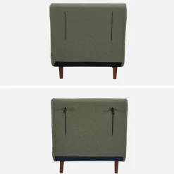 Poltrona cama em tecido simples com base em madeira