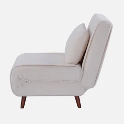 Poltrona convertível boucle base de madeira, 1 lugar