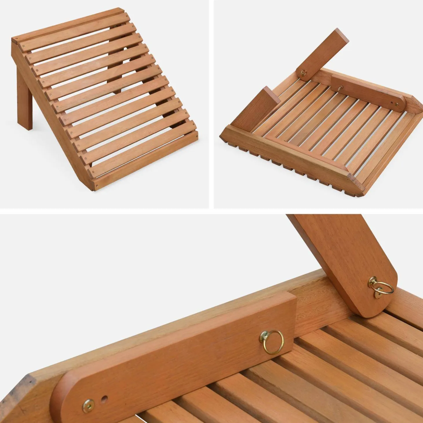 Poltrona de madeira com apoio para os pés, set de 2