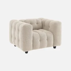Poltrona em tecido boucle texturado, 1 lugar