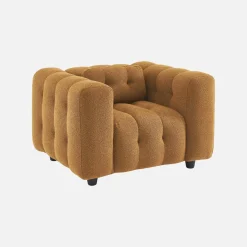 Poltrona em tecido boucle texturado, 1 lugar