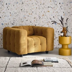 Poltrona em tecido boucle texturado, 1 lugar