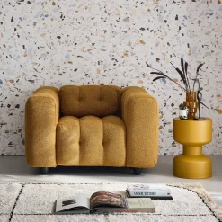 Poltrona em tecido boucle texturado, 1 lugar