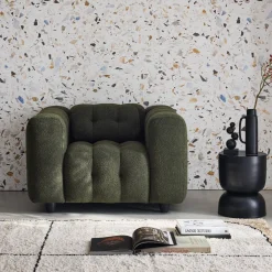 Poltrona em tecido boucle texturado, 1 lugar