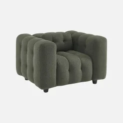Poltrona em tecido boucle texturado, 1 lugar
