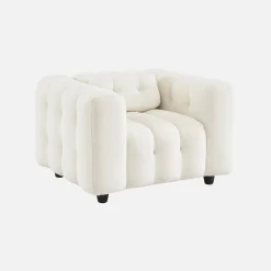 Poltrona em tecido boucle texturado, 1 lugar