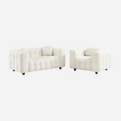 Poltrona em tecido boucle texturado, 1 lugar