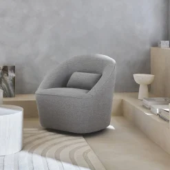 Poltrona giratória 360º com almofada, tecido