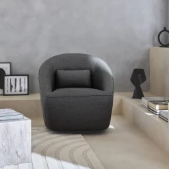 Poltrona giratória 360º com almofada, tecido
