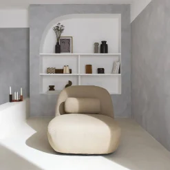 Poltrona giratório 360º em tecido boucle texturado