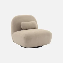 Poltrona giratório 360º em tecido boucle texturado