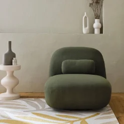 Poltrona giratório 360º em tecido boucle texturado
