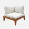Poltrona modular de jardim em madeira de acácia e bouclé com braços, 2 lugares