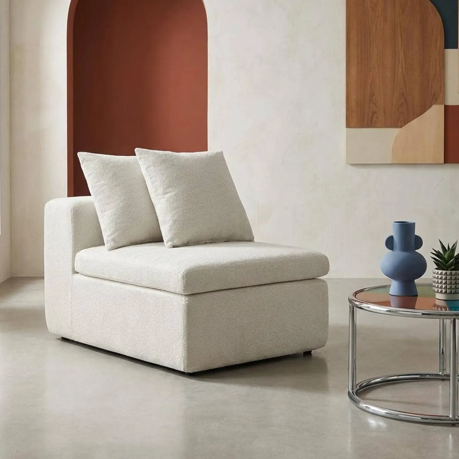 Poltrona para sofá modular em tecido chenille